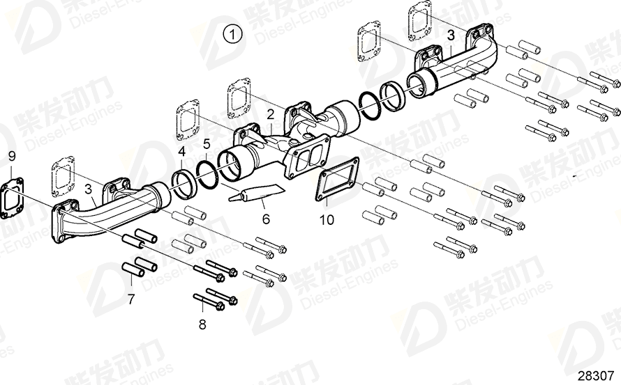 VOLVO Exhaust manifold 17225285 Drawing